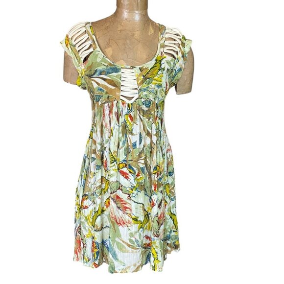 CHELSEA & VIOLET Valley Floral Rope Mini Tropical Sun Dress Sz L #349H - Picture 3 of 10
